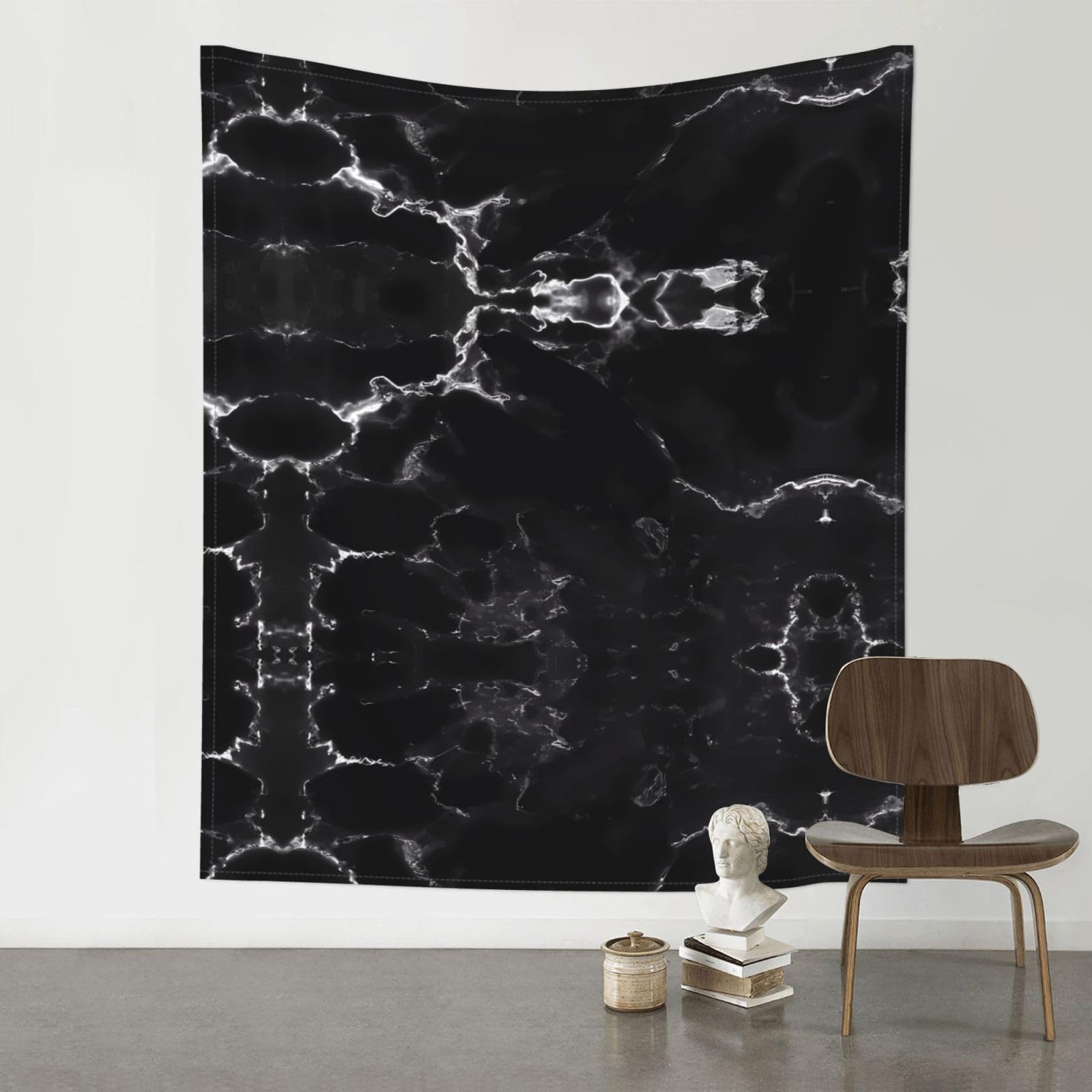 WHJSHOP Black Marble Prints Original Wall Tapestry 60x51in – Boho Throw Blanket for Dorm Decor, Beach Picnic, & Bedroom Layering