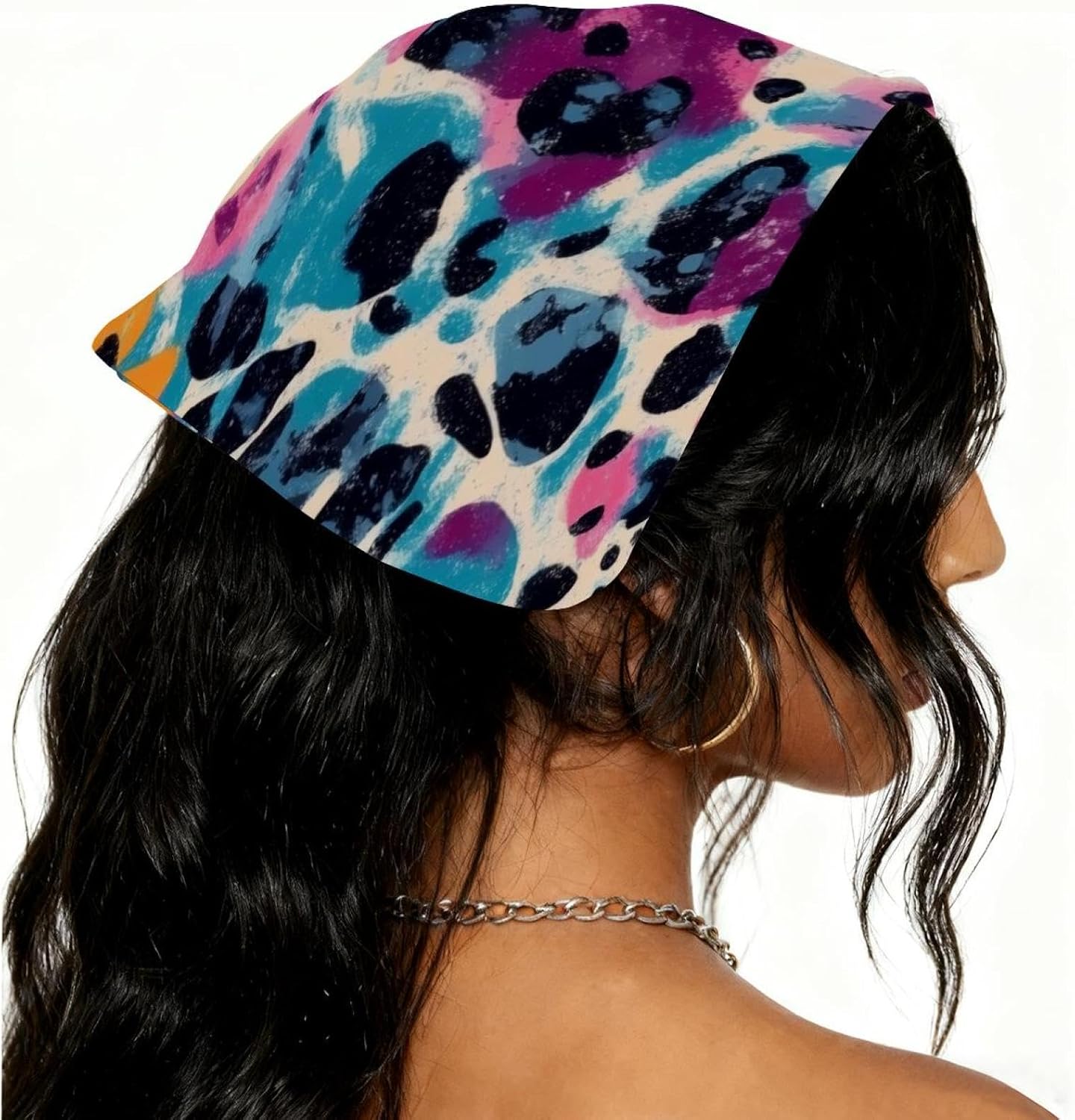 4 Pieces Checkered Chiffon Hair Scarf, Head Bandanas for Women, Elastic Triangle Hair Bandanas Kerchief image 2