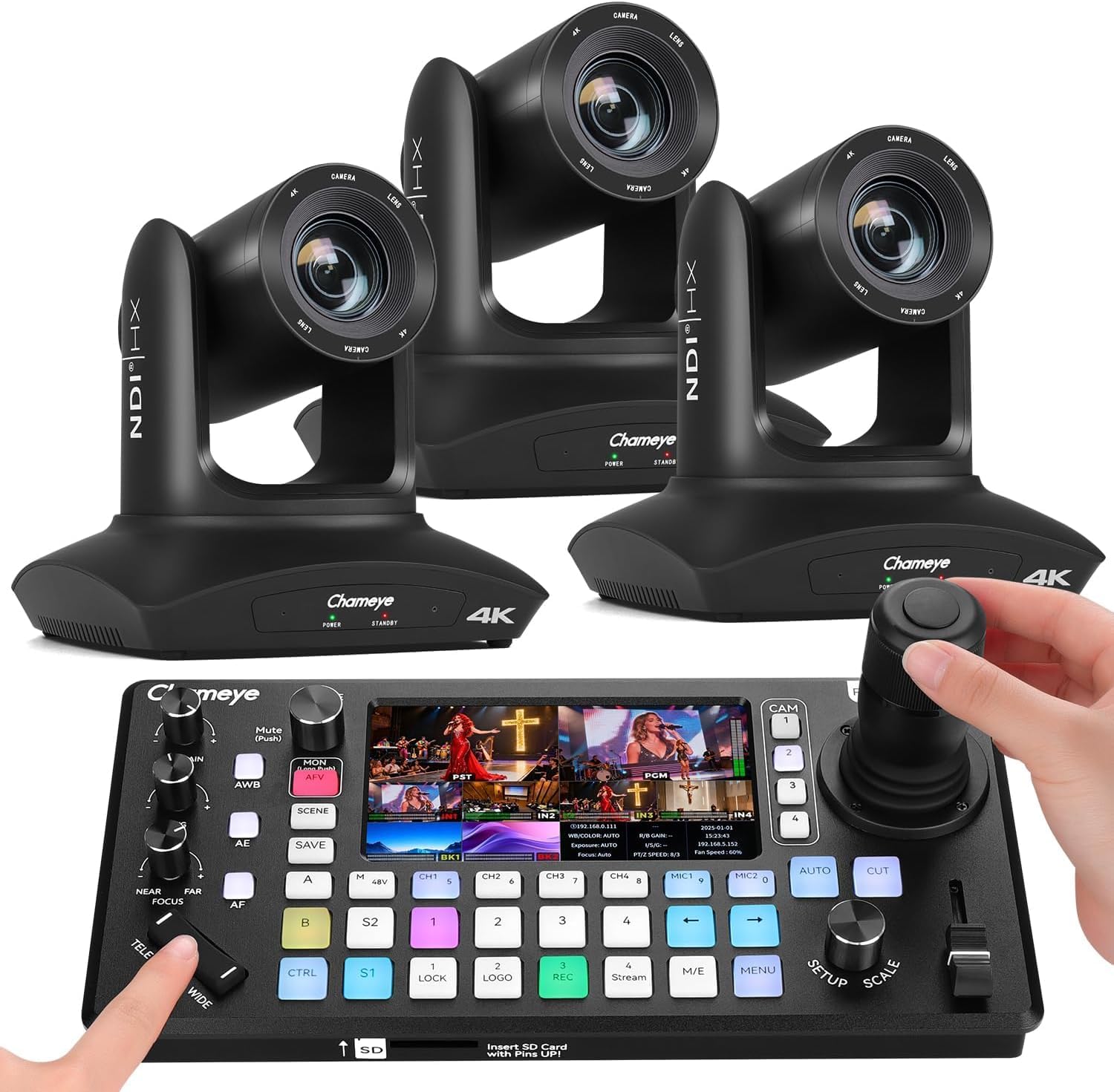 Chameye 4K PTZ Camera NDI AI Auto-Tracking,...