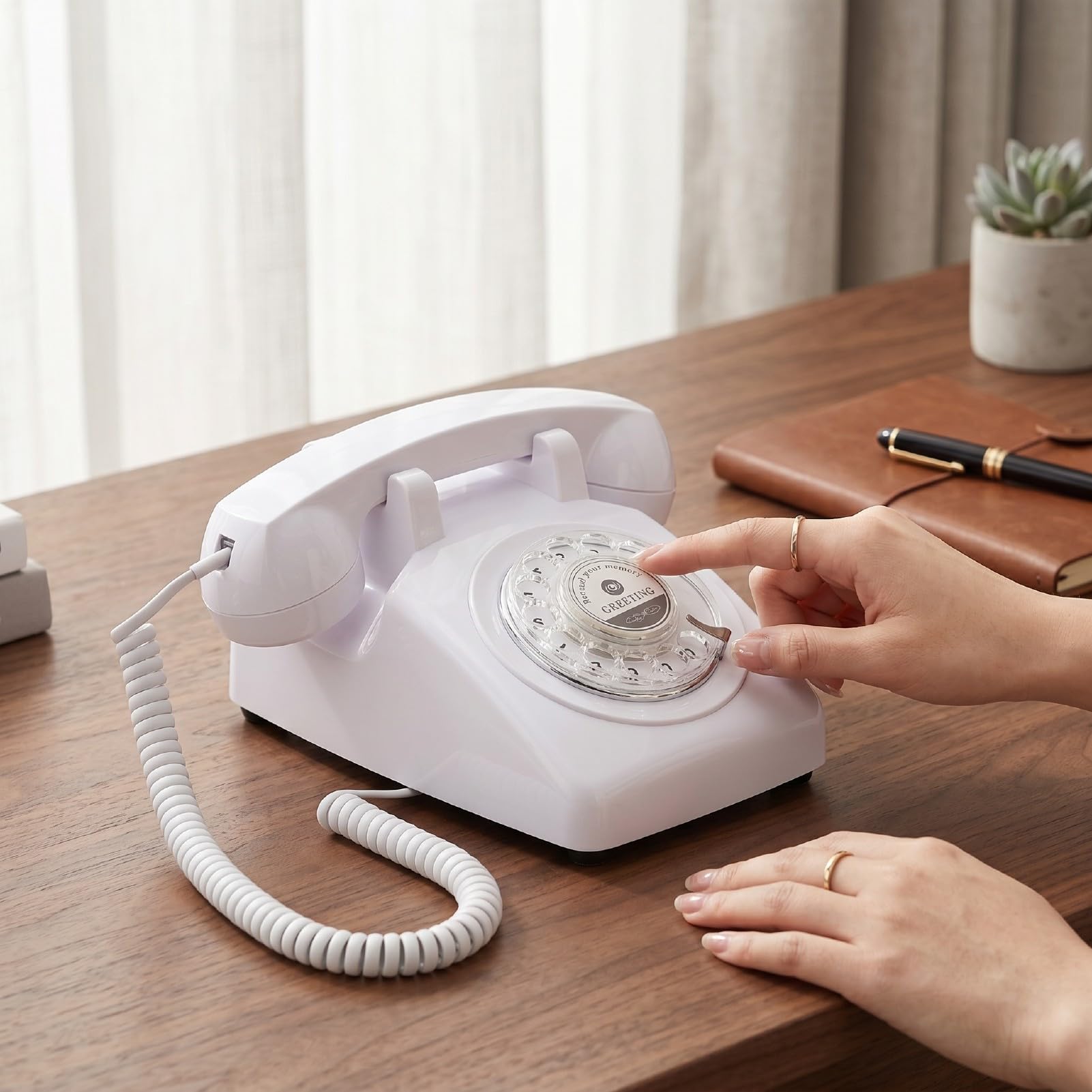 Tonysa Telefono Vintage con Registrazione Vocale Rotante, Libro degli Ospiti per Eventi di Nozze, Memoria da 8 GB, Registrazione per 120 Ore, Telefono per Messaggi retrò, Regalo Facile da Usare