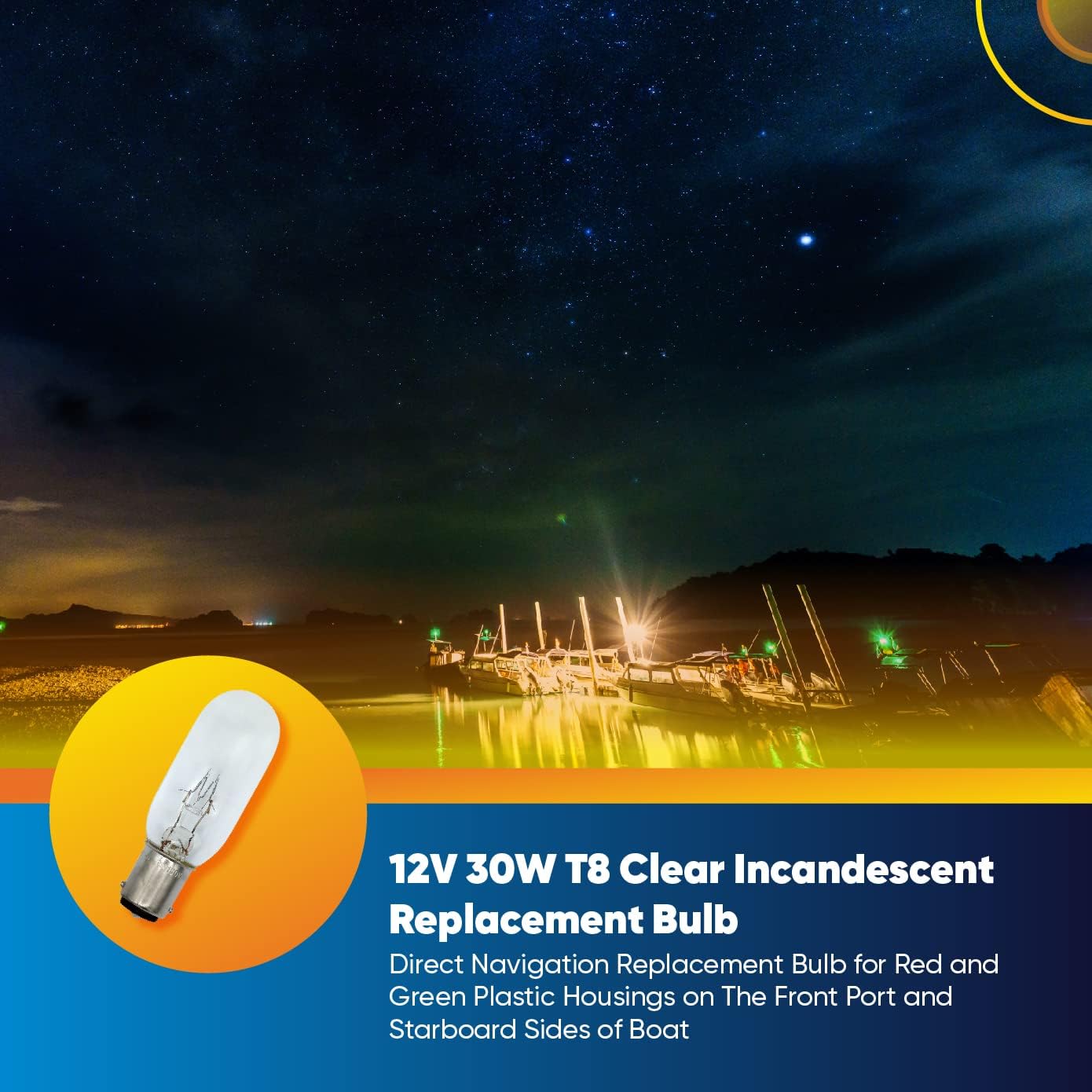 Technical Precision 12V 30W T8 Clear Incandescent Replacement Bulb for Perko-374-1 Light Bulb BA15D Double Contact Bayonet Base - Marine Lamp Light Bulb 8796X 374-1 10796-1 Pack