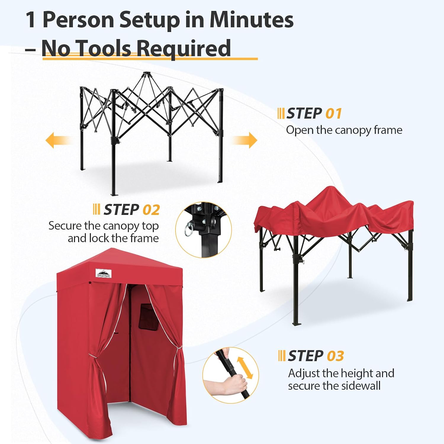 EAGLE PEAK Flex Ultra Compact 4x4 Pop-up Canopy, Sun Shelter, Changing Room, Portable Privacy Canopy Cabana for Pool, Fashion Photoshoots, or Camping, Red