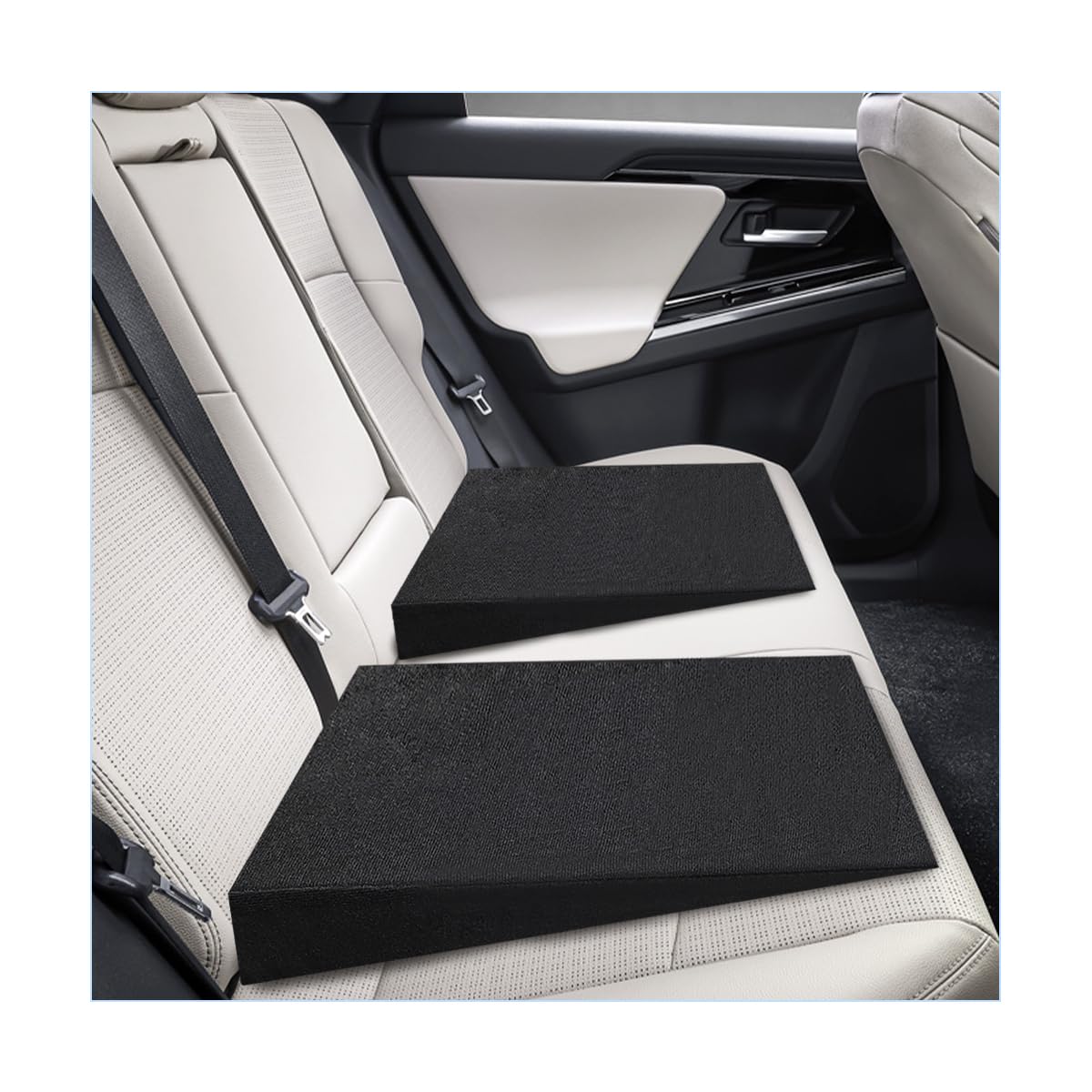 Auto Seat Wedge Leveling Cushion, Truck Driver Heightening Seat Pad Wedge Booster, Angled Design Car Seats Office Chairs Cushion for Sciatica Tailbone Pain Relief (2 PCS)