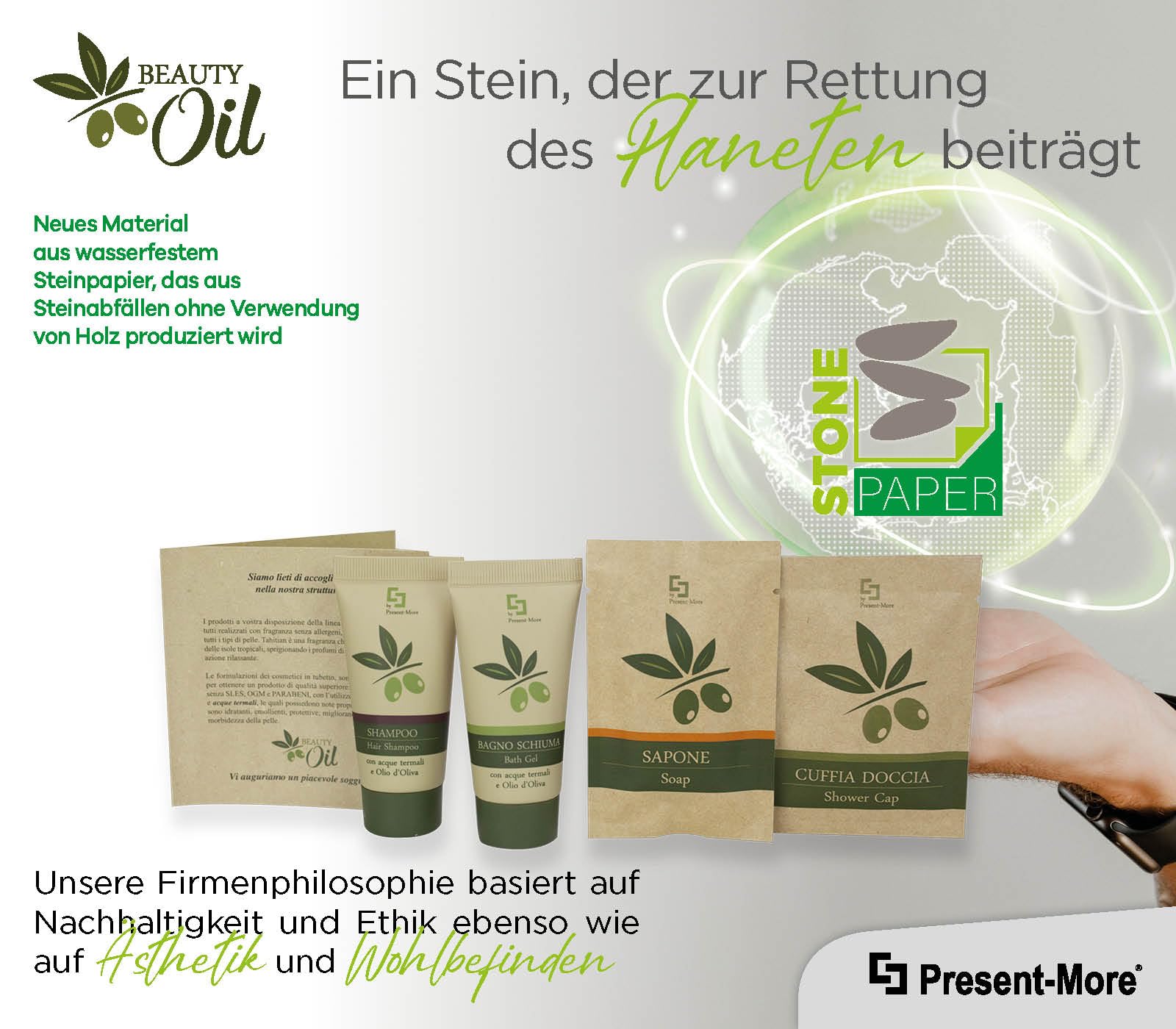 Present-More Amenities Kit Beauty Oil - Toilettenartikel 20 Gäste für Hotels und B&B | Allergenfreie Amenities Kit mit Duftnote Tahitian