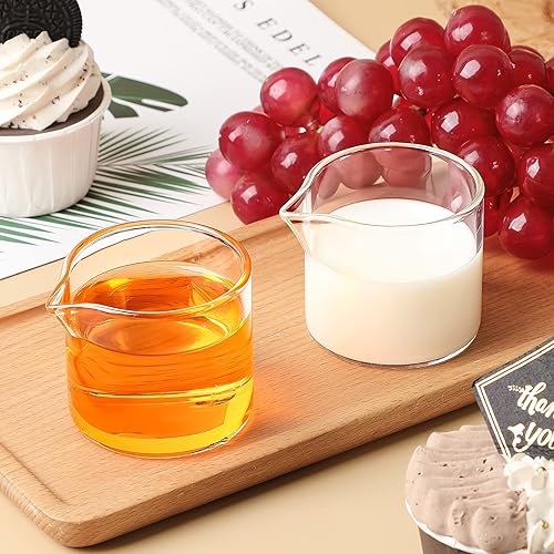 Miniatura 4 de 8 jarras de crema de vidrio de 4 onzas, jarra de leche transparente, mini jarra de leche, jarra pequeña de vidrio, mini jarra de café, jarra de