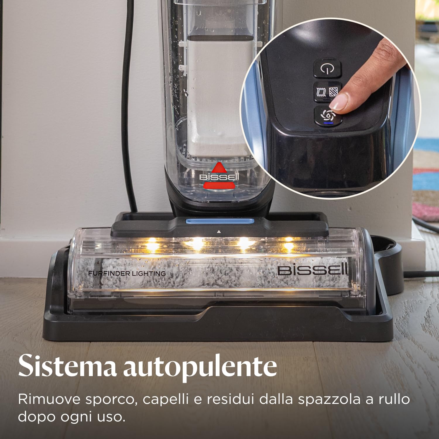 BISSELL CrossWave EdgeFind, aspirapolvere e lavapavimenti, potente sistema di pulizia per i pasticci degli animali domestici, lavapavimenti con tecnologia ZeroGap, aspirapolvere multisuperficie, 4159N