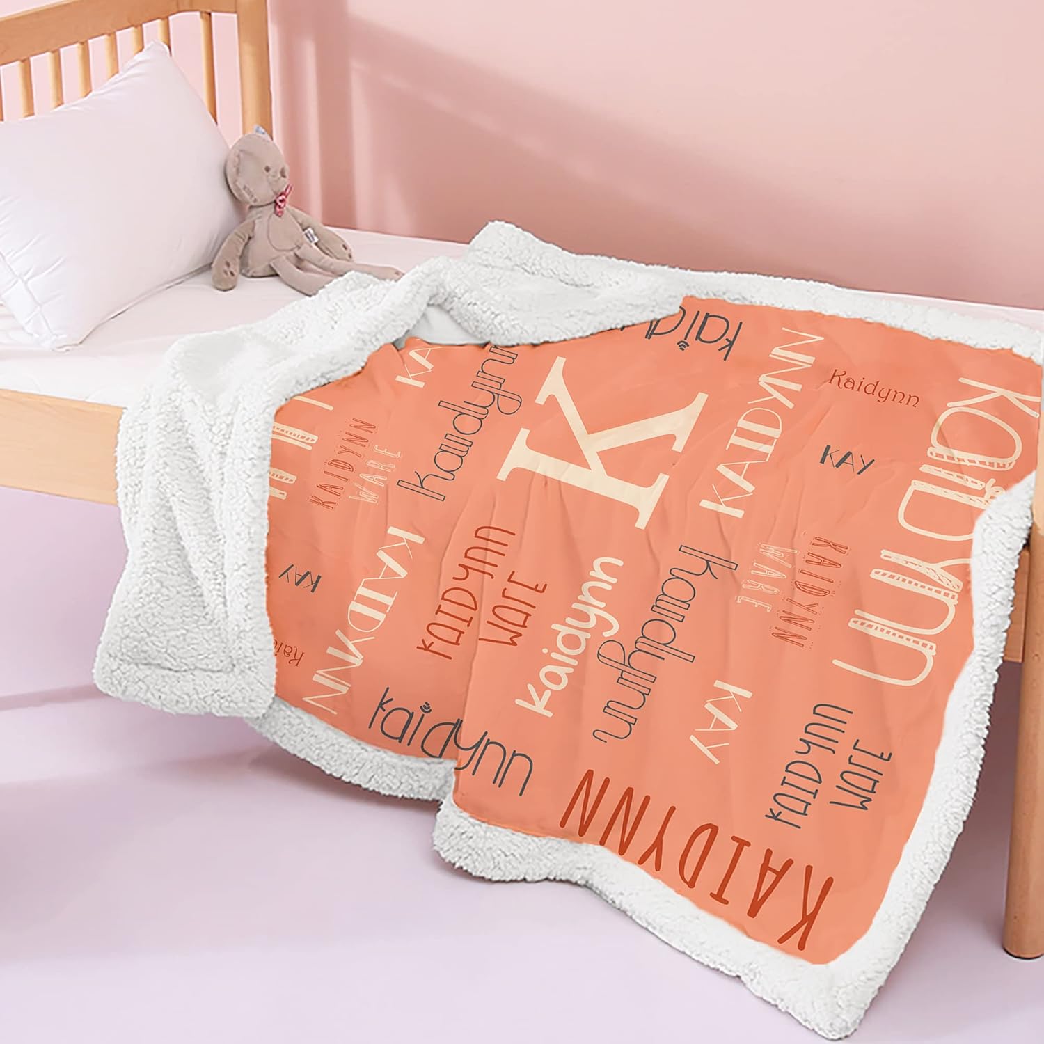 Custom Throw Blanket with Monogram Name Perfect Custom Sherpa Baby Blanket for Toddler, Kids, Family on and Birthday, Personalized Newborn Gifts