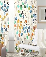 Vista 3 de Cortinas traslúcidas de acuarela de 84 pulgadas de largo, juego de 2 paneles de cortinas para cocina, dormitorio, sala de estar, puerta, pasillo