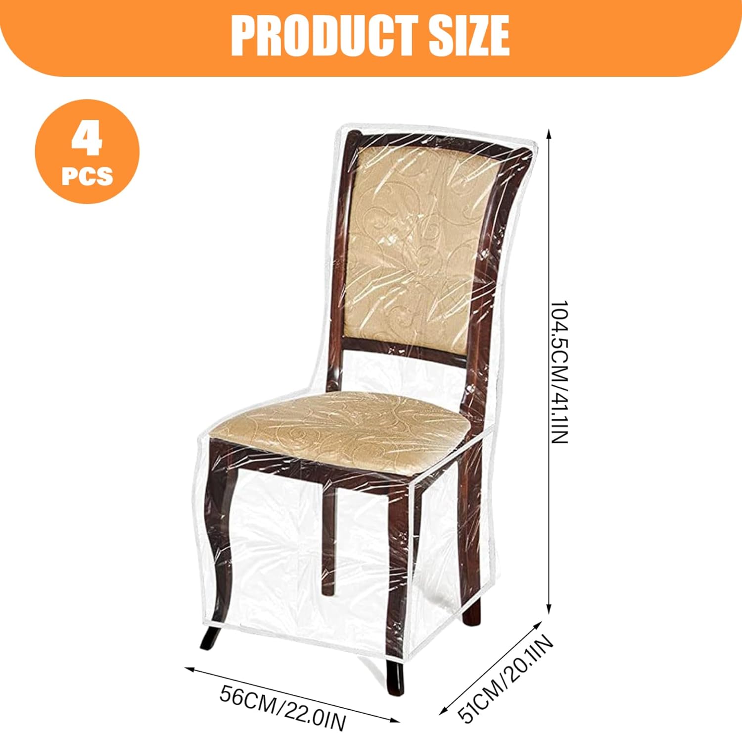 Dining Chair Covers 4pcs Clear Stain Resistant Plastic Chair Covers Easy to Clean Protectors from Water Dust Pet Claws Kids Scratch