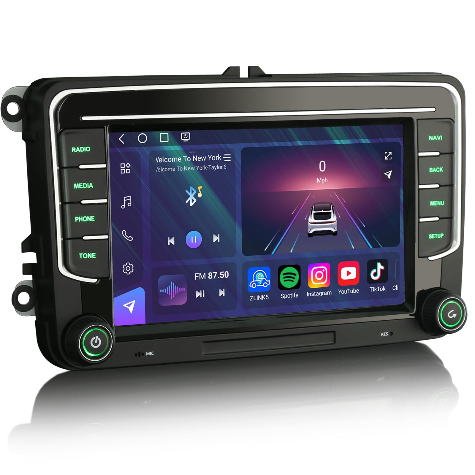 8GB 128GB Android 16 Autoradio per VW Polo 6R Golf 5/6 Touran Tiguan Škoda | 7" Qualcomm CarPlay Android Auto GPS NavigatoreWifi Bluetooth 5.1 DSP Canbus SWC Schermo Tattile