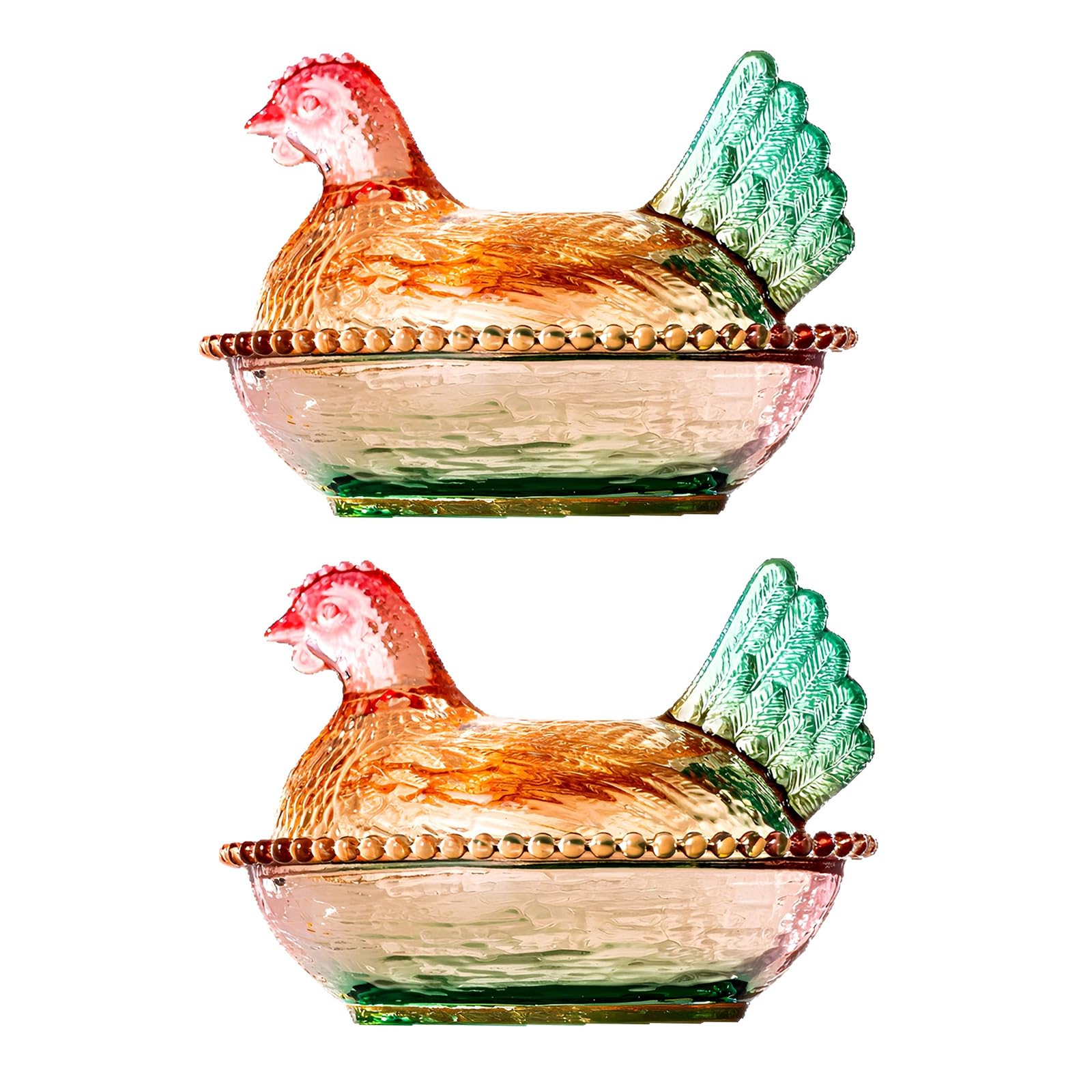 Contenedor de almacenamiento de alimentos de cristal con forma de gallina