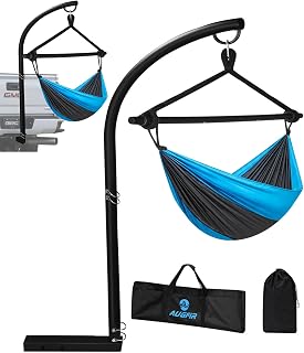 Trailer Hammock Hitch Stand for 2" Vehicle Receiver, Heavy-Duty Hammock Mount for Outside, Includes Nylon Hanging Chair & Storage Bag - for Camping, Outdoor, Tr