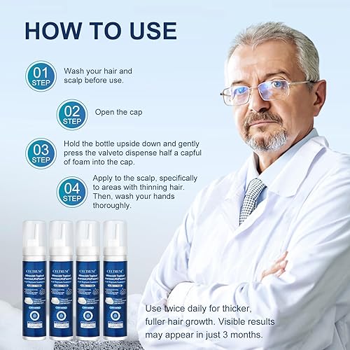 Miniatura 5 de Espuma tópica de minoxidil al 5 %, minoxidil para hombres y mujeres, impregnada con biotina, tratamiento para el crecimiento del cabello, soporta