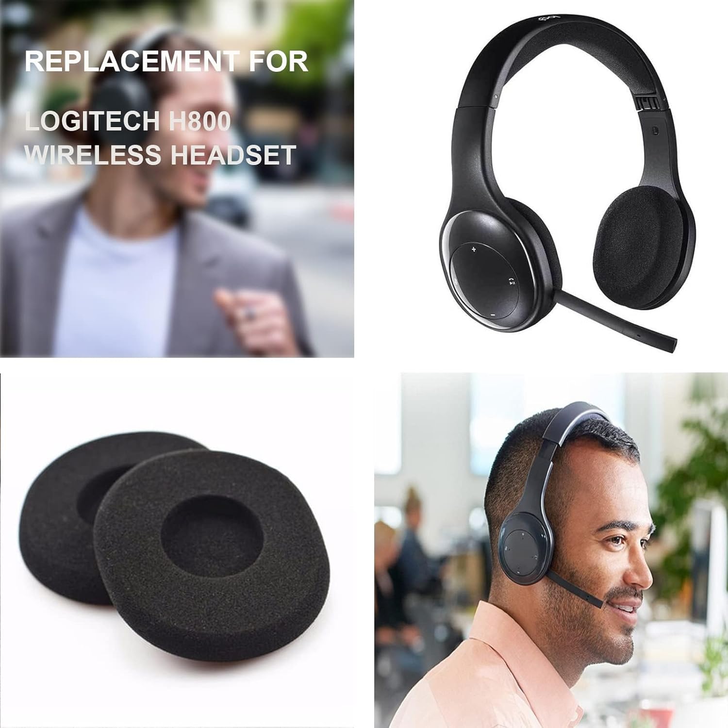 H800 Replacement Ear Pads For Logitech Headphones - Soft Foam Ear Cushions