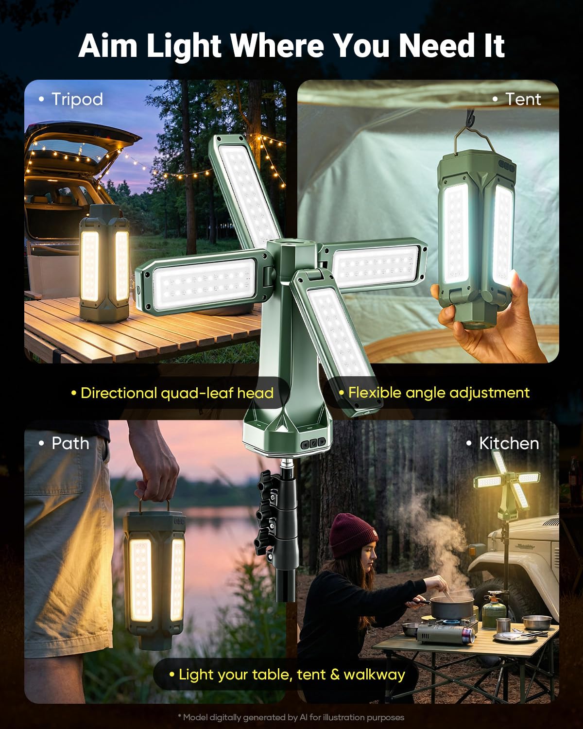 SakerNeo 20.000 mAh wiederaufladbare Campingleuchte mit Ständer, tragbares Arbeitslicht | 6500 Lumen, 2700 K-6000 K, dimmbar, höhenverstellbar, mit Magnetfuß, für Zelt, Notfall, Außenbereich