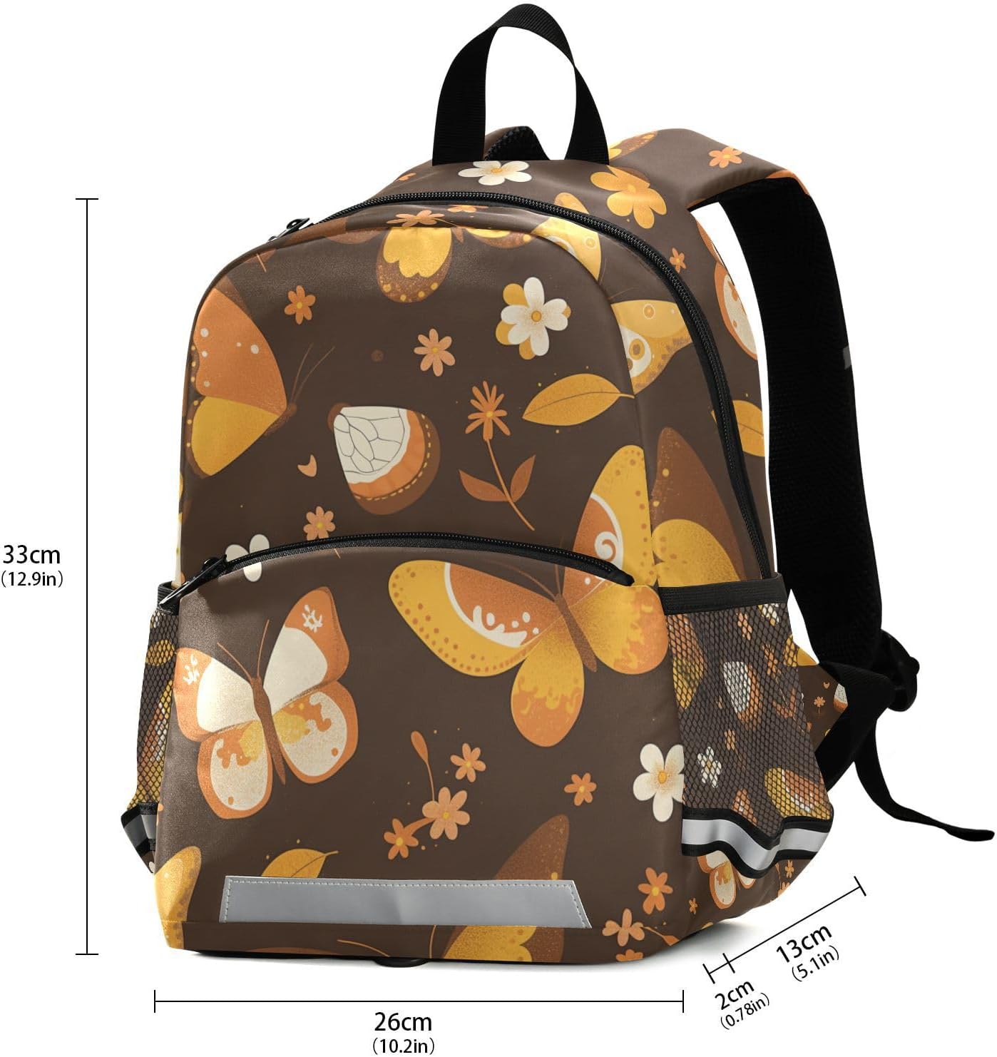 KLL Mini Toddler Girl Backpack Butterfly Beautiful Brown Mini Travel Daypack Bookbag