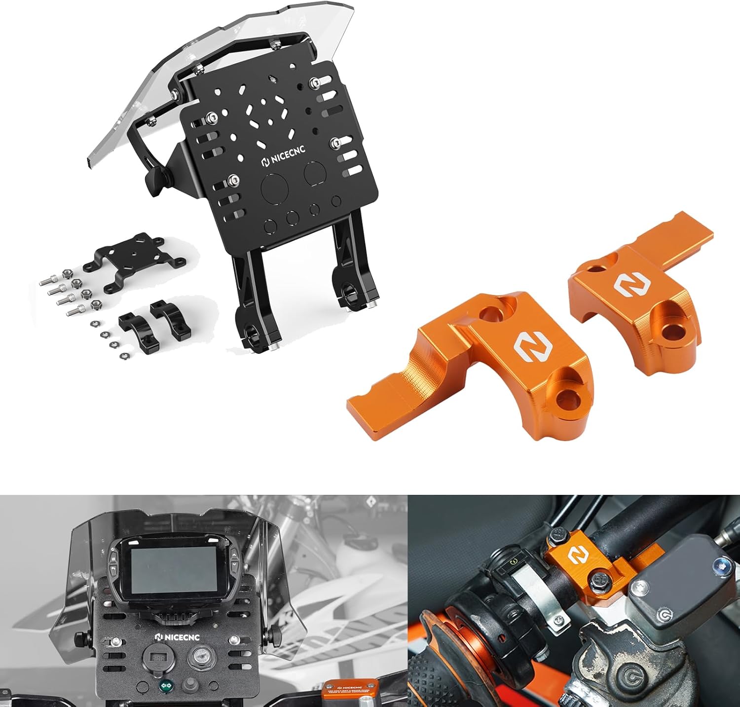 NICECNC GPS Bracket Mini Fairing Kit & Master Cylinder Protectors Compatible with KTM 250-500 SX/SXF/XC/XCF/XCW/EXC/EXCF 2014-2023 See Fitment