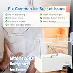 W10347093 Ice Bin Compatible with Whirlpool Maytag Refrigerator Ice Bucket | Fits WRF736SDAM14,WRF757SDHZ03,WRF767SDHZ04 Refrigerator;Replaces part number WPW10347093, W10347093, AP6020018,PS11753329