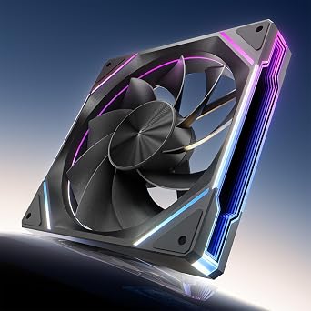 AsiaHorse AMICIPro 140mm ARGB PC Fans,Ultra-Quiet Operation <30dB, 1800 RPM HDB Bearings, 12 LED Lights, Aura SYNC Compatible for Enhanced Cooling and Visuals Non-Illuminated Blade