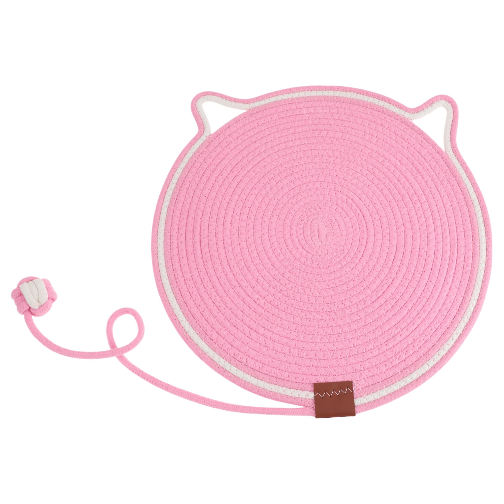 Tapis griffoir pour chat rond rose de 50cm avec sa balle en corde