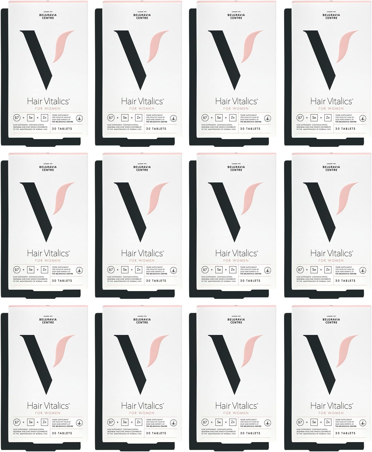 Hair Growth Supplement from The Belgravia Centre (12 month) - The UK's Leading Hair Loss Clinic | Containing Soy Isoflavones, Grape Seed Extract, Biotin, Zinc, Selenium, and more