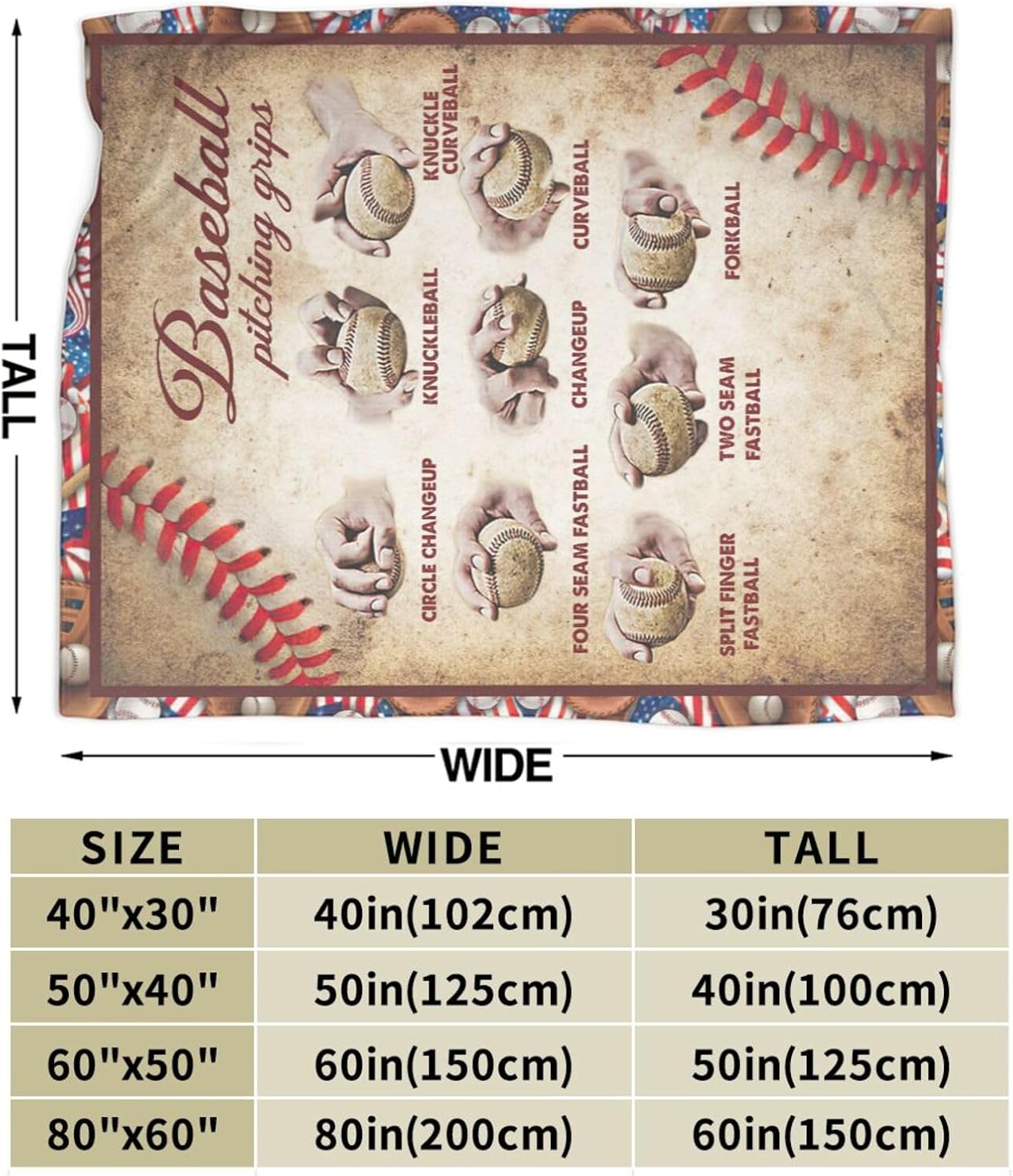 Baseball Blanket Soft Warm Cozy Sport Throw Blankets for Boys Girls Fuzzy Plush Blanket Lightweight Fleece Flannel Kid Adults Gift for Bed Couch Sofa 60"x50" - Image 6