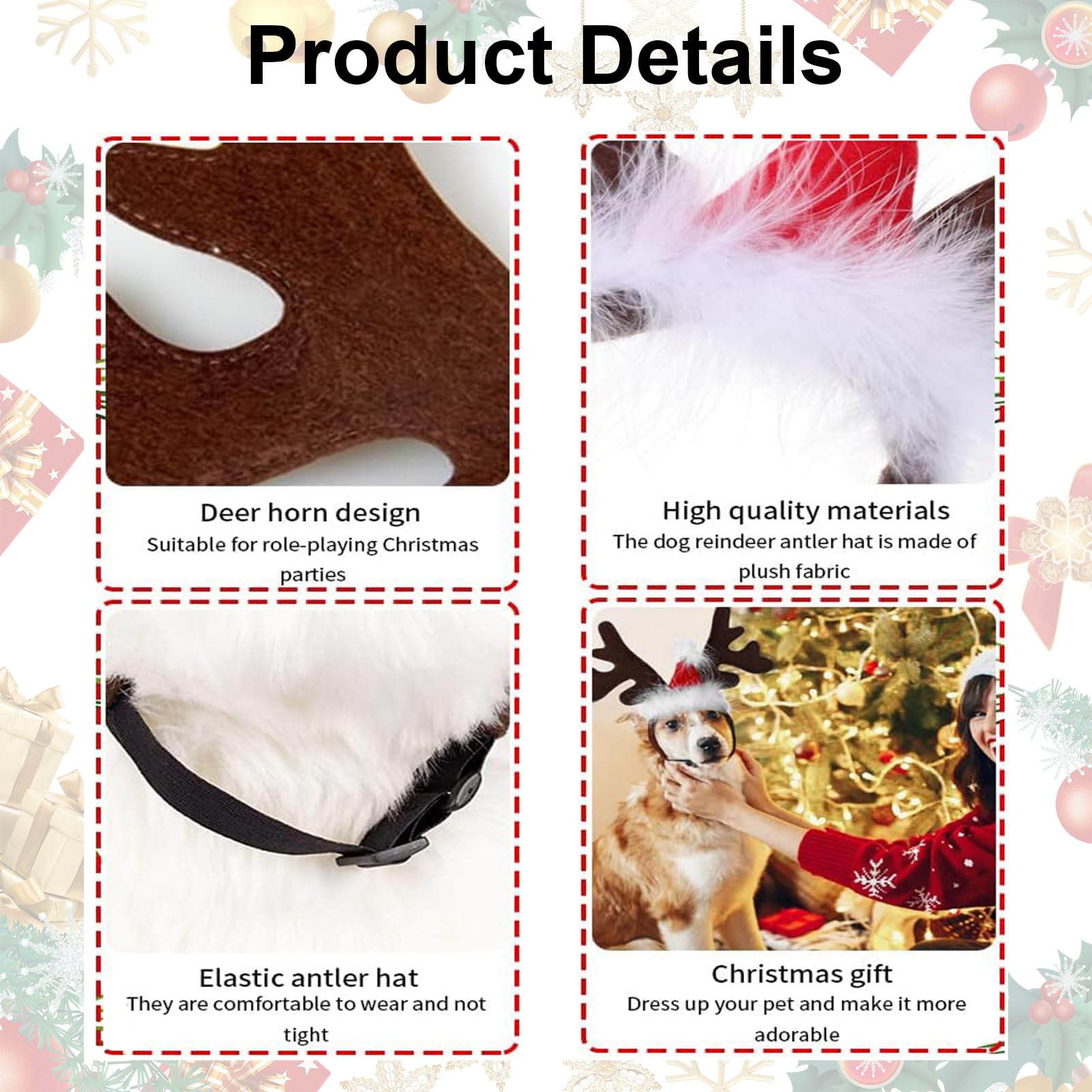 Gatto Cappello Cane Natale Cappello Gatto Natale Fascia Corna Da Renna Per  Cani E Gatti Con, image size:1601x1601