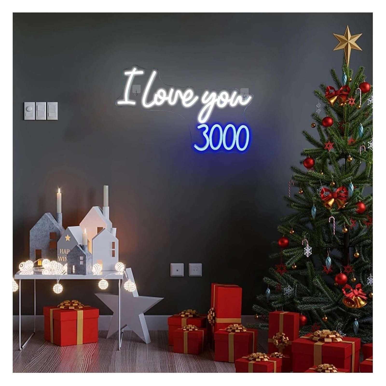 lámpara de neón Decoración de luz Te amo 3000 para letrero neón Decoraciones boda LED Hogar Habitación Memorial