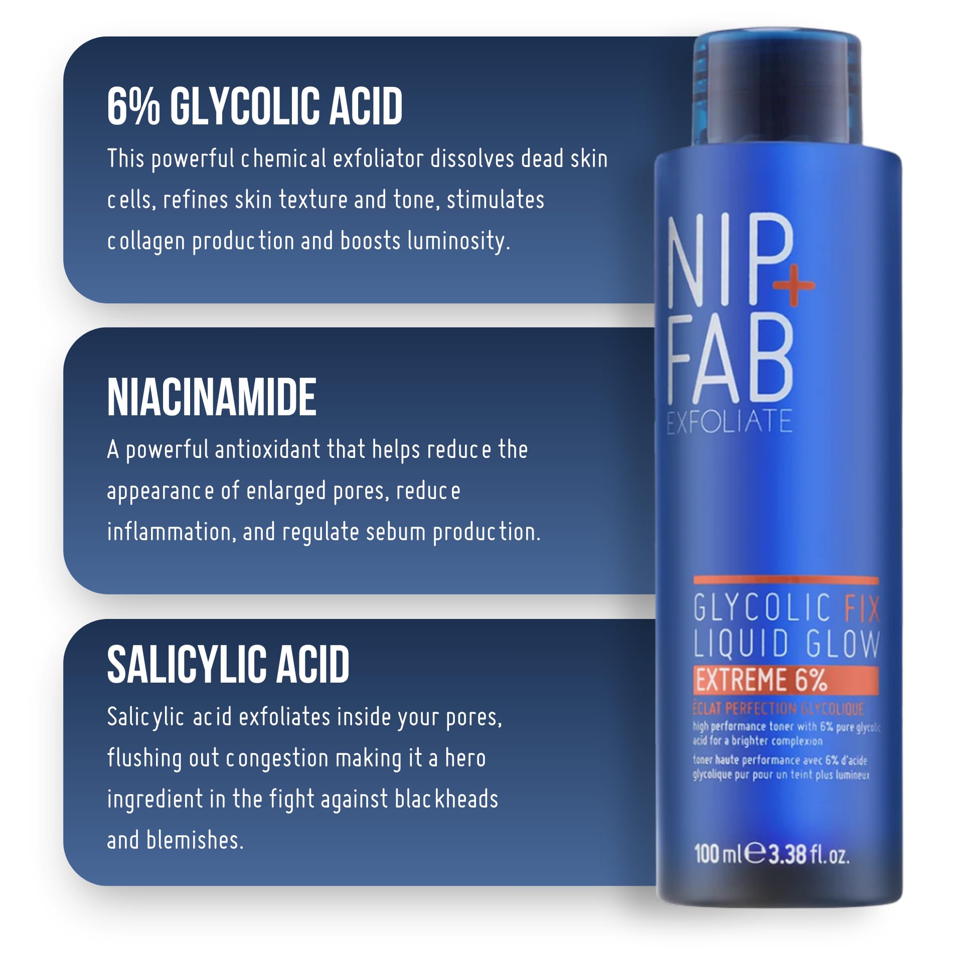 Nip + Fab Glycolic Acid Fix Liquid Glow Extreme 6% | Płyn Złuszczający do Twarzy | Kuracja Złuszczająca do Twarzy | Kwas Glikolowy