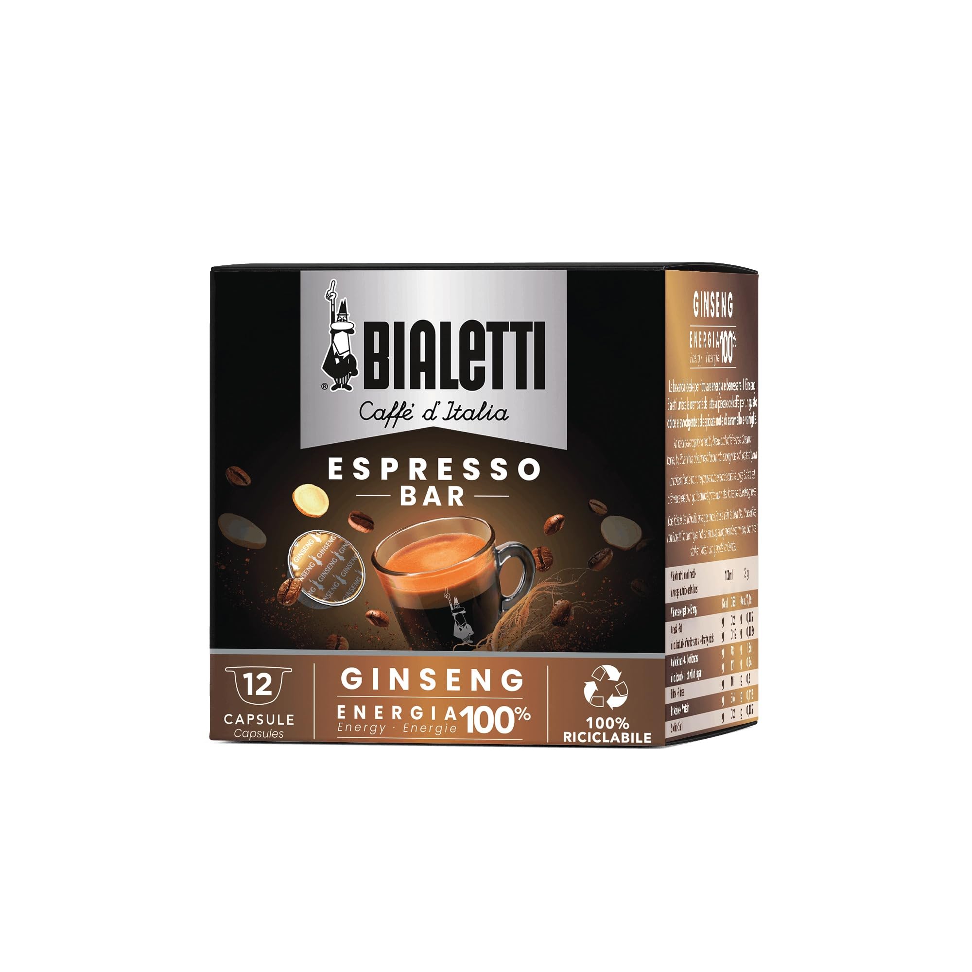 192 Capsule Alluminio Bialetti Mokespresso I Caffe' D'Italia Ginseng