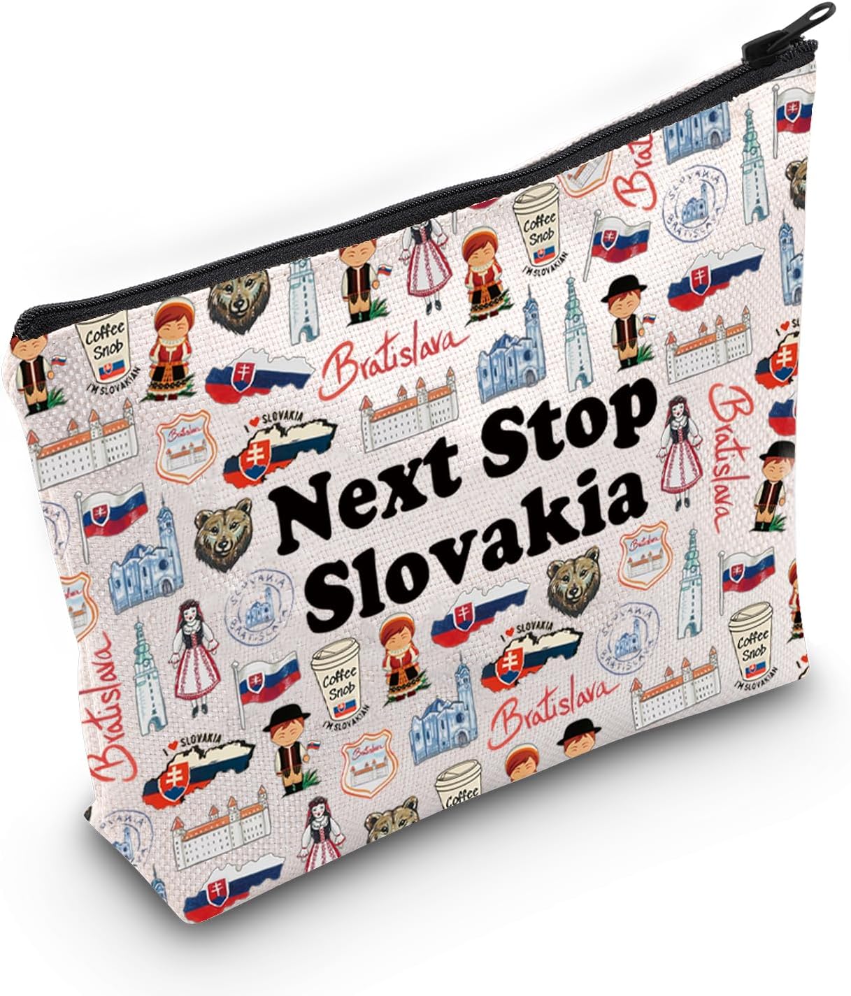 JXGZSO Slovakia Landmarks Gift Next Stop Slovakia Makeup Bag Slovakia Travel Lover Gift Slovakia Vacation Cosmetic Bag