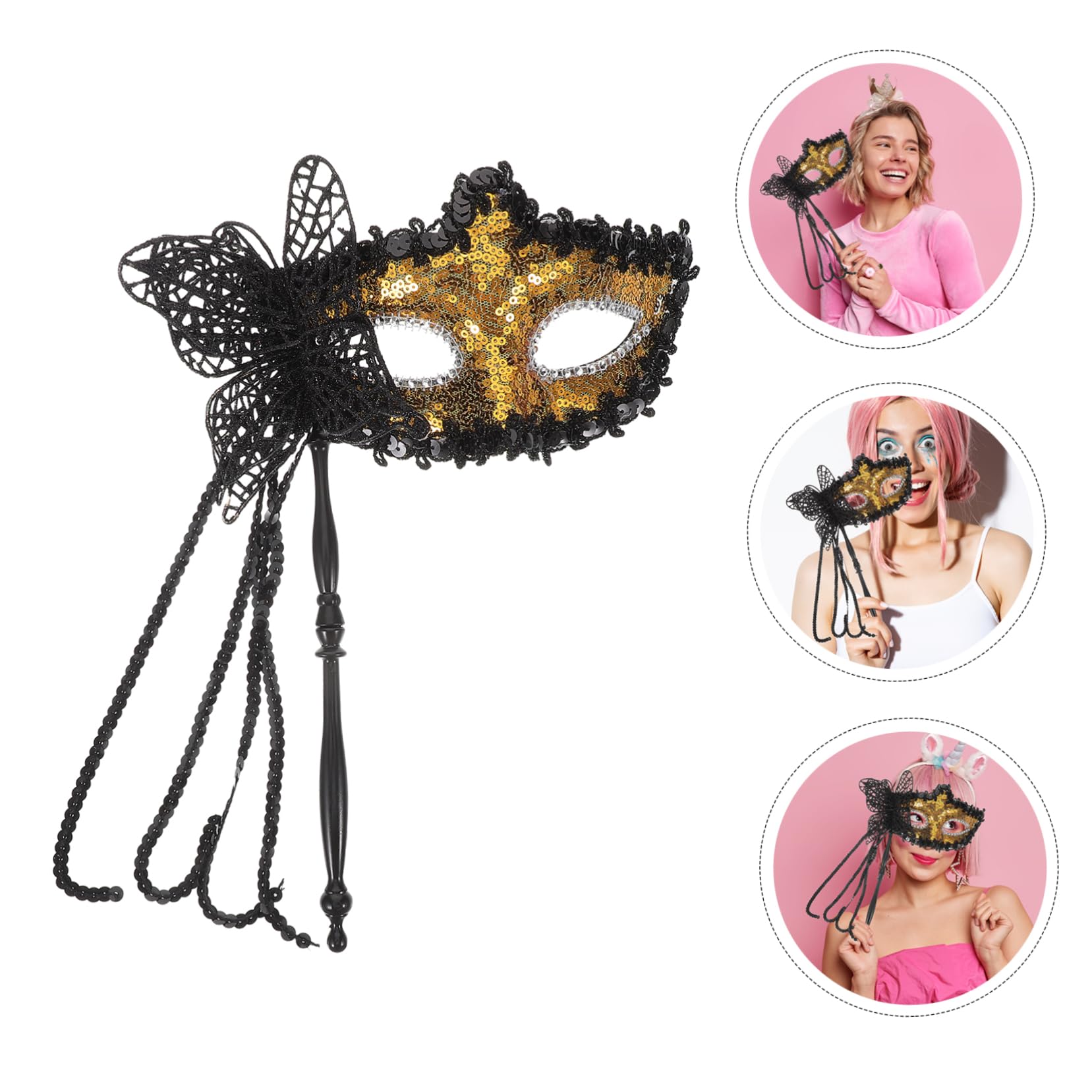 LIFKOME Maschera Per Le Maschera Per Feste Cosplay Maschera Da Ballo Per Donne Maschera Costume Maschera Mascherata Per La Festa Maschera Di Halloween Black Tessuto Non Tessuto