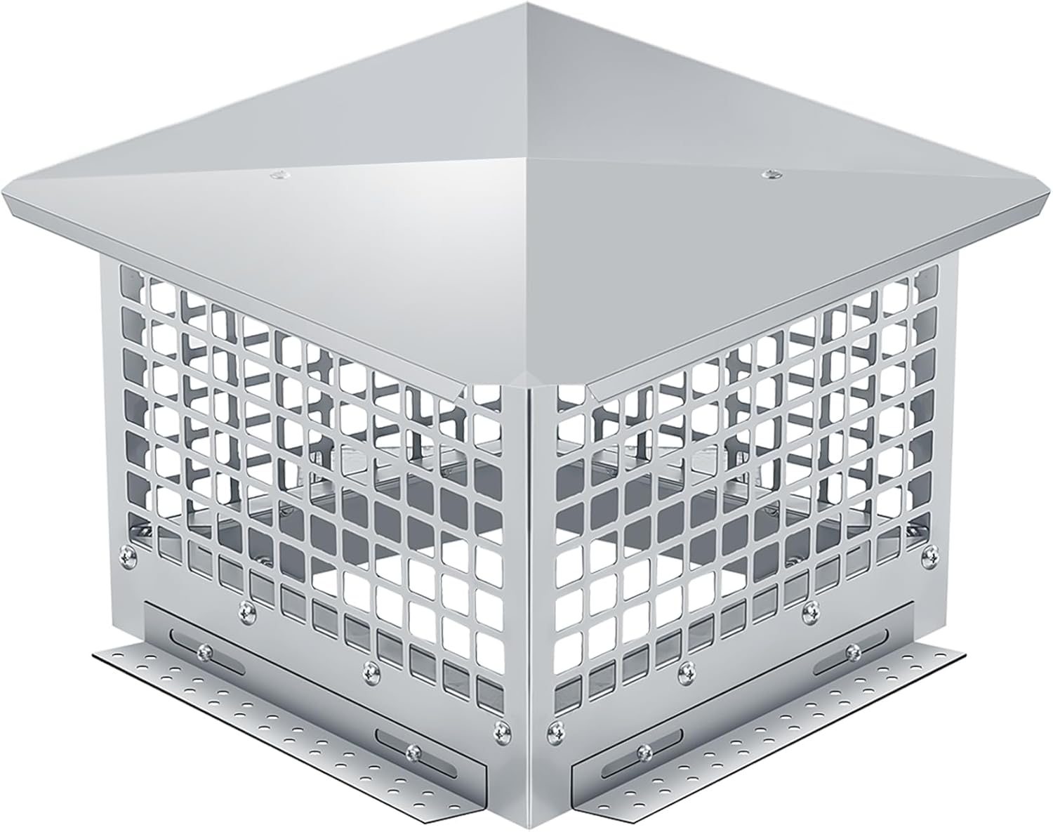 Chimney Cap 9x9 in - Heavy-Duty 304 Stainless Steel Mesh Cover, Easy Bottom Installation, Weatherproof & Spark Arrestor for Outside Clay Flue Tile (Fits 7 in-9 in Adjustable), Silver