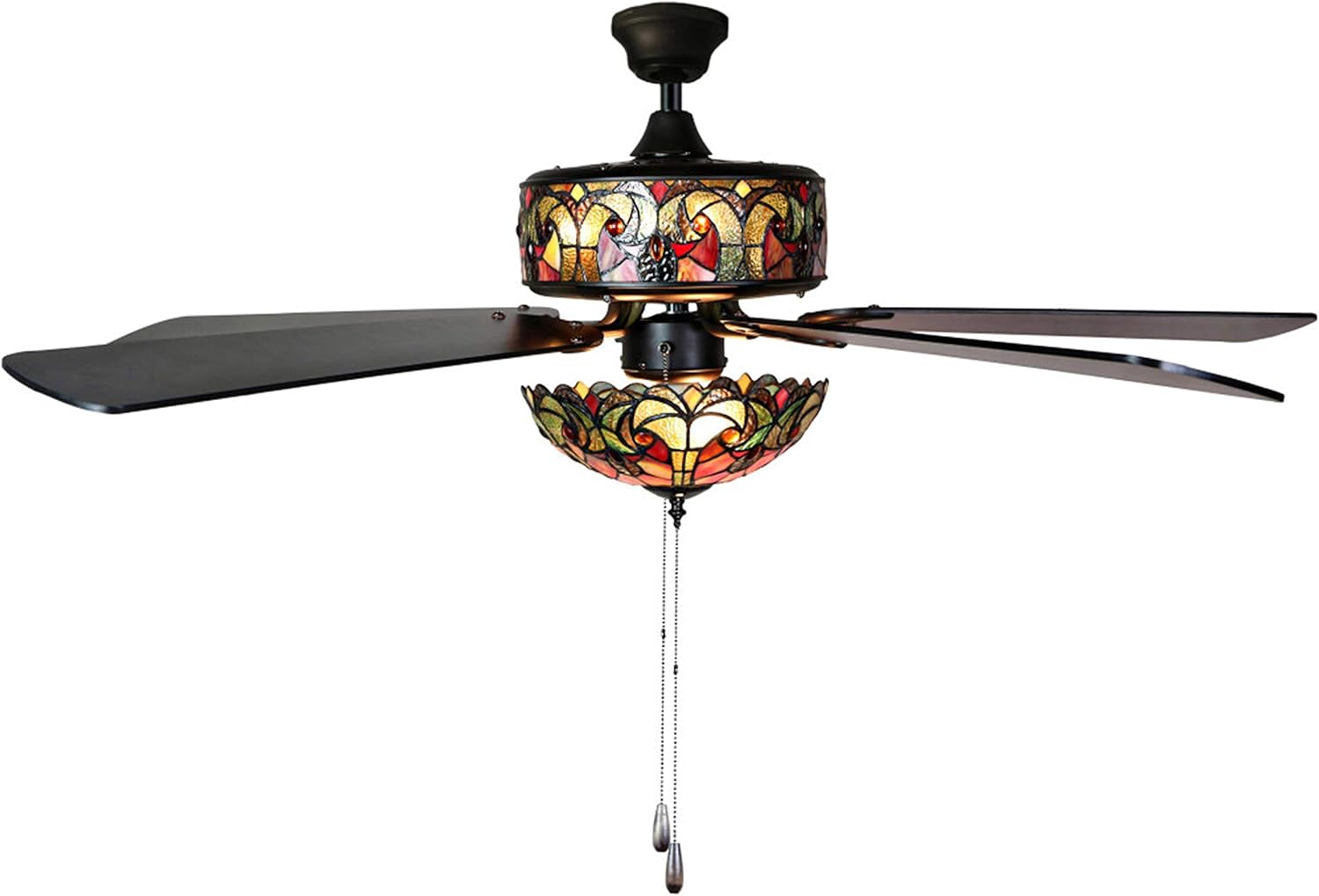 🔥 Hоt Dеаlѕ River of Goods Stained Glass Halston LED Ceiling Fan - 52 L x 52 W - Tiffany Style Flush Mount Ceiling Fan - Spice