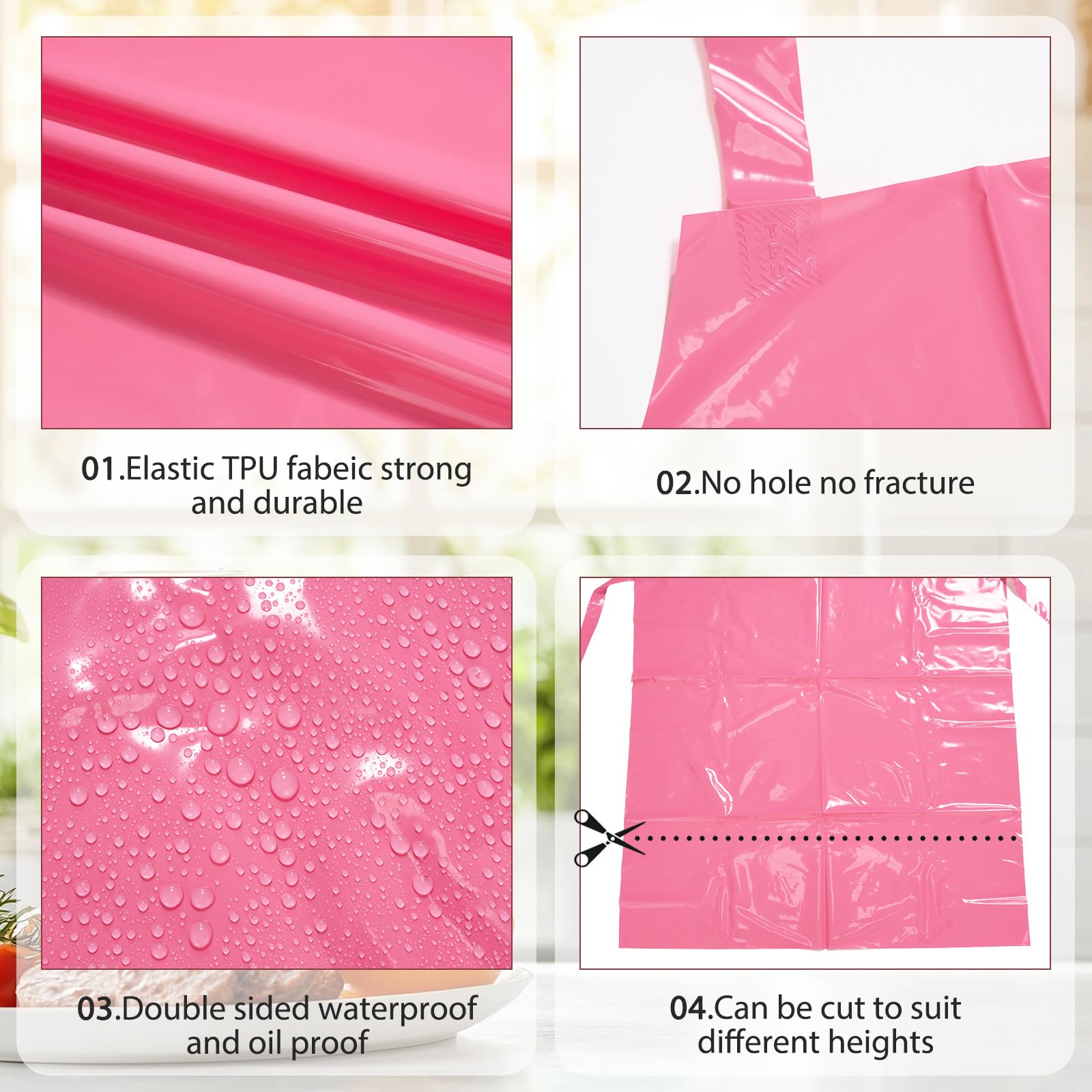 Twistover Wasserdichte Kunststoffschürze, strapazierfähig, öldicht, chemikalienbeständig, Latzschürzen, ultraleicht, mehrfarbig, für Geschirrspülen, Reinigen, Kochen, 8 Stück