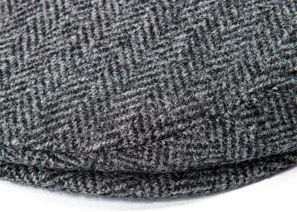 Wool Ivy Cap Herringbone Flat Caps Tweed Plaid Gray Khaki Cabbie Newsboy Driving Hat