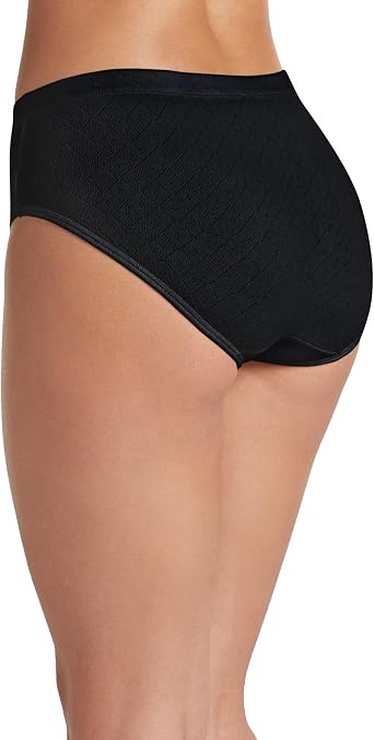 Jockey Women's Underwear 100% Cotton Elance Breathe Hipster - 3 Pack, Black, 7
