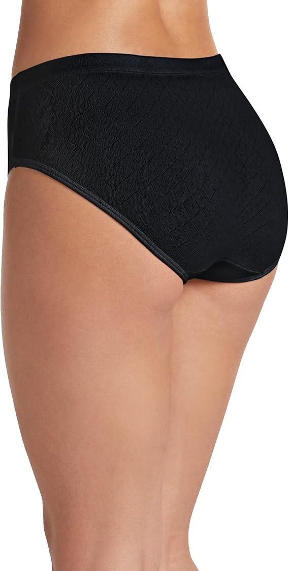 Jockey Women's Underwear 100% Cotton Elance Breathe Hipster - 3 Pack, Black, 7