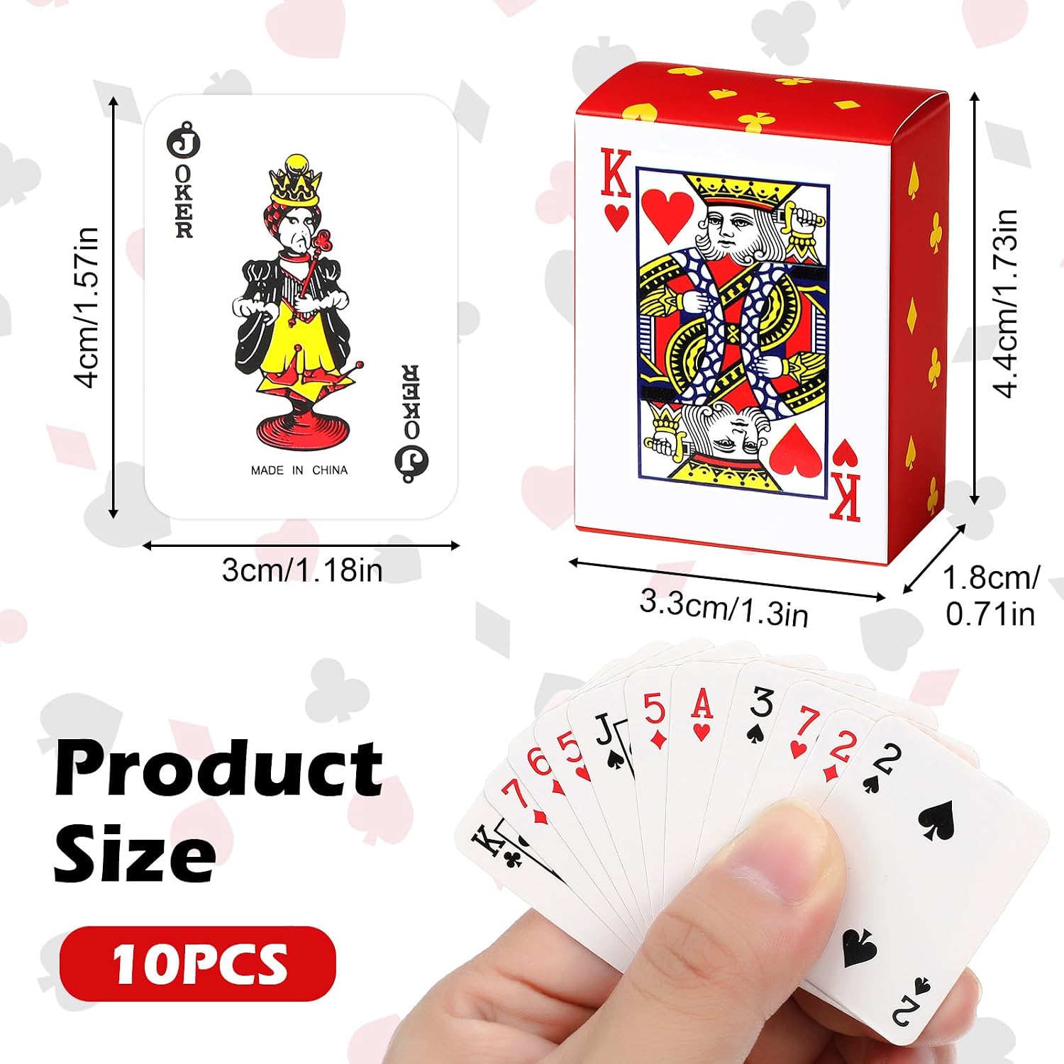 Yolev 10 Pack Mini Deck of Cards 1.57in Mini Playing Cards Bulk Miniature Poker Card Game for Adults Novelty Party Favor for Christmas Halloween New Year