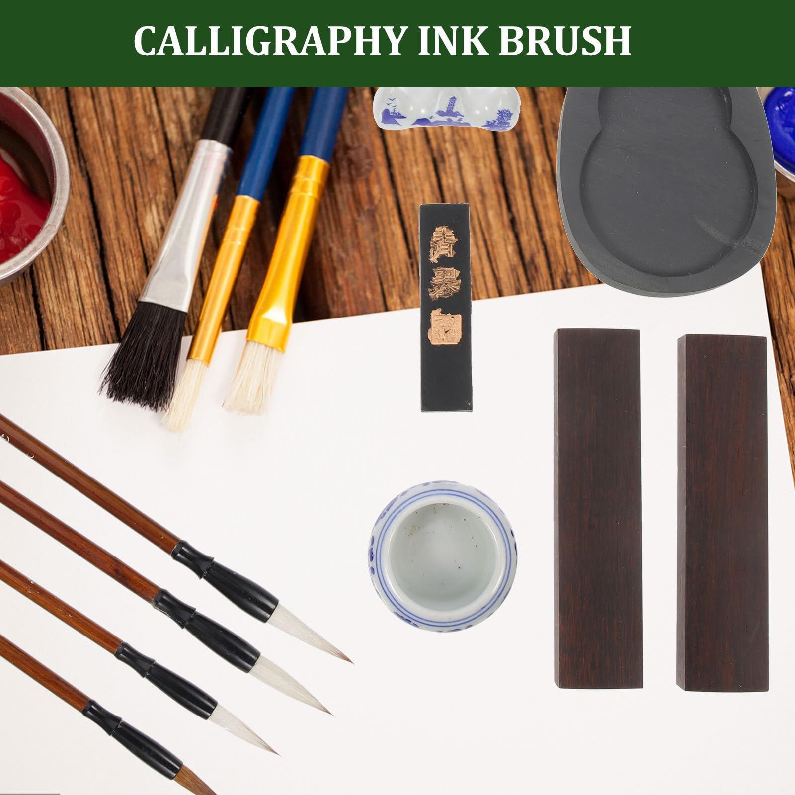 COLLBATH Kit de Caligrafía Plumillas Caligrafia, Pincel de Madera Portátil y Resistente para Practicar Escritura y Pintura, Adecuado para Estudiantes