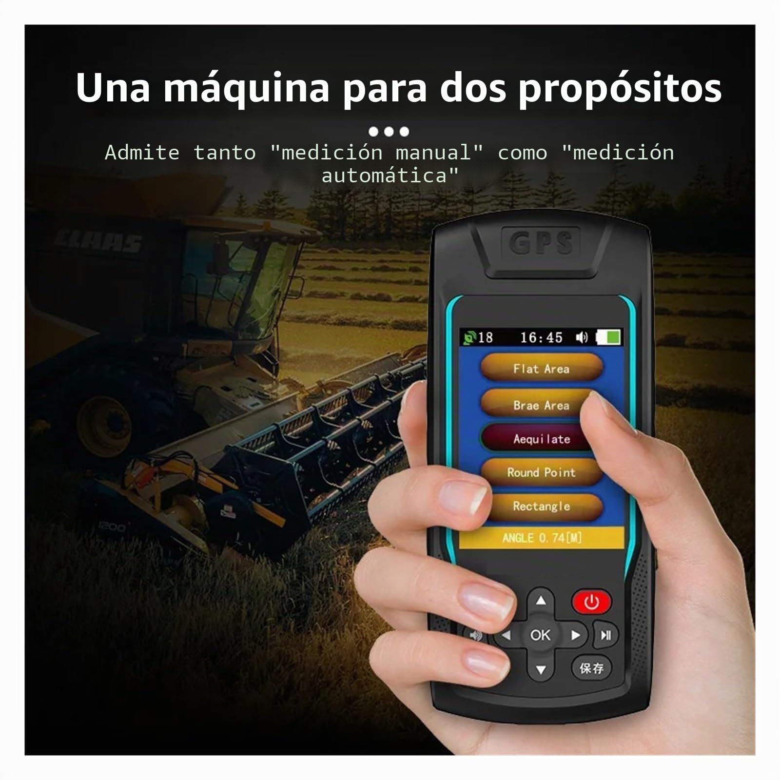 Medidor de área de terreno Medidor De Tierra GPS/arado, Medidor De Área GPS Portátil, Instrumento De Medición De Tierra, Navegación De Arado, Medidor De Área Terrestre Mide distancia, área y volumen(8