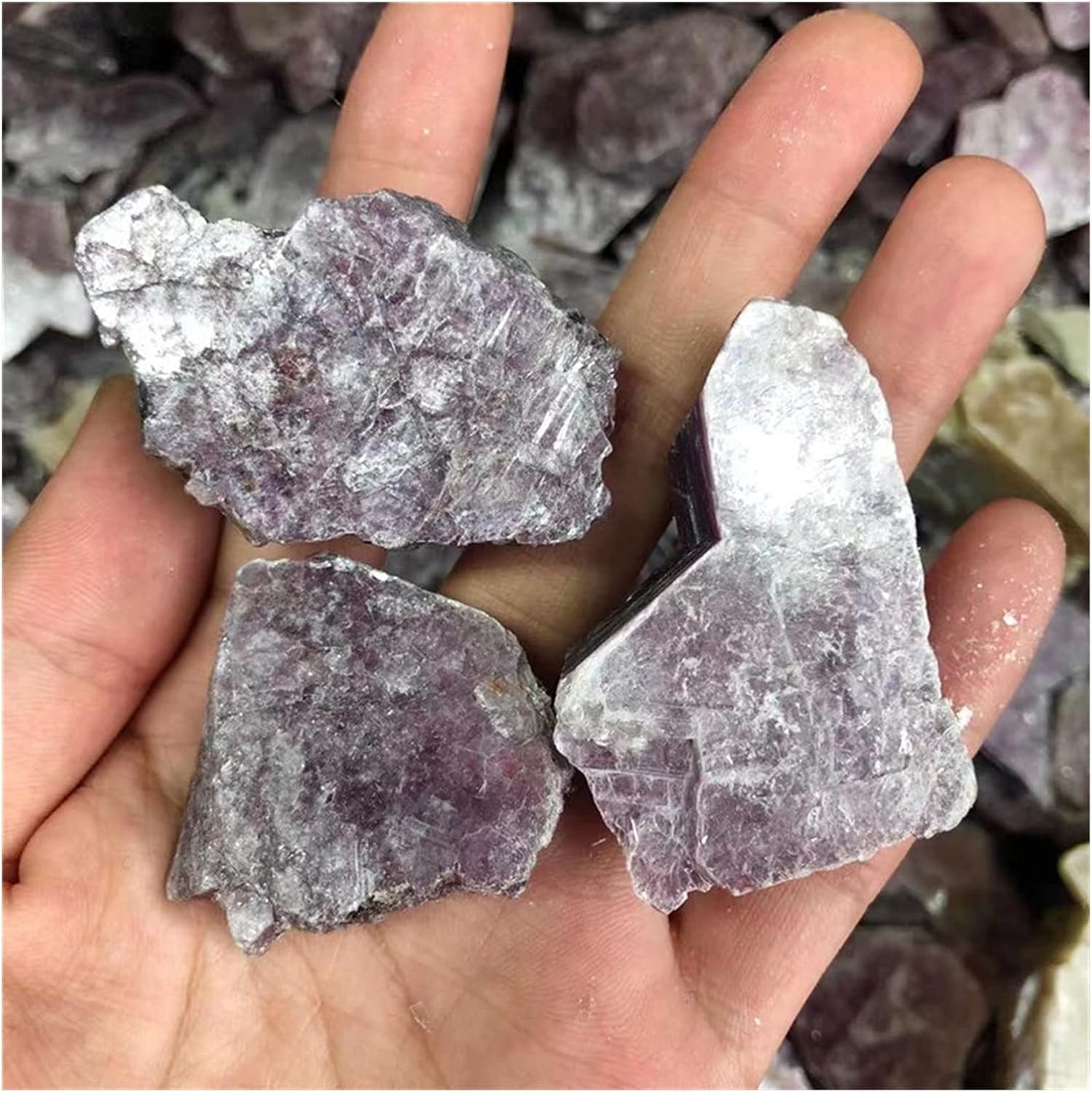AMAZWI Natural Crystal Rough Natural Crystal Gem Lilac Lepidolite Rough Stones for Healing Reiki (Color : 100g, Size : Purple lepidolite)
