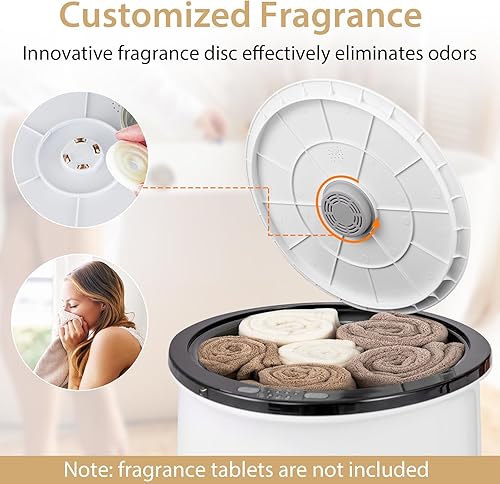 Miniatura 5 de COSTWAY Calentador de toallas estilo cubo, calentador de toallas de 23 litros con 4 tiempos de calentamiento y 3 temperaturas de calentamiento,