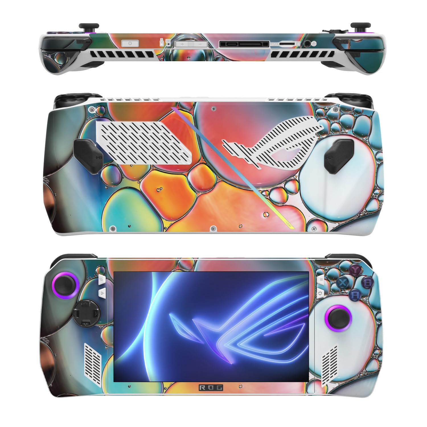 MightySkins Skin Compatible with Asus ROG Ally - Rainbow Bubbles | Protective, Durable, and Unique Vinyl Decal wrap Cover | Easy to Apply, Remove, and Change Styles