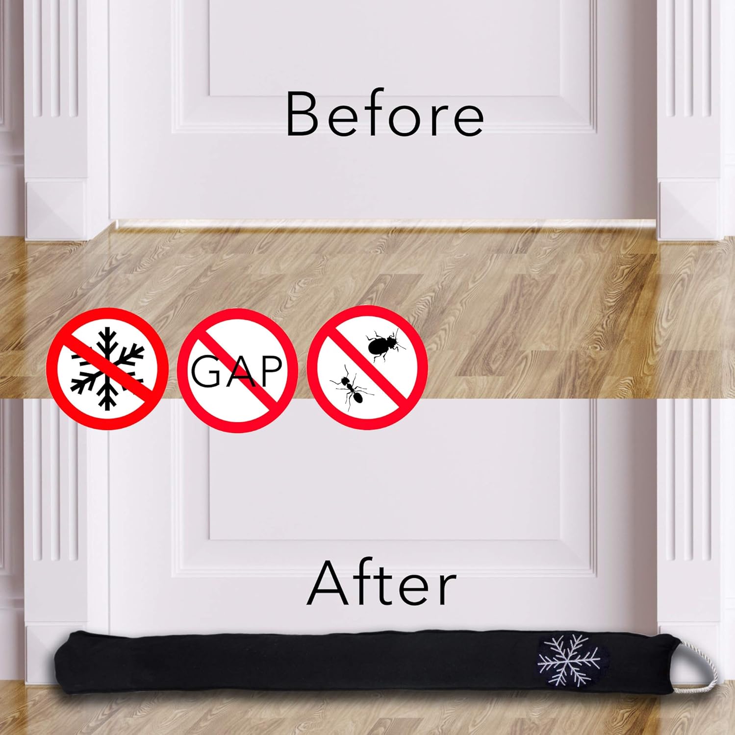 Simply Genius Cold Weather 36-Inch Door Draft Stopper Snake - Wind Blocker for Door Bottom and Window Sill (Black)