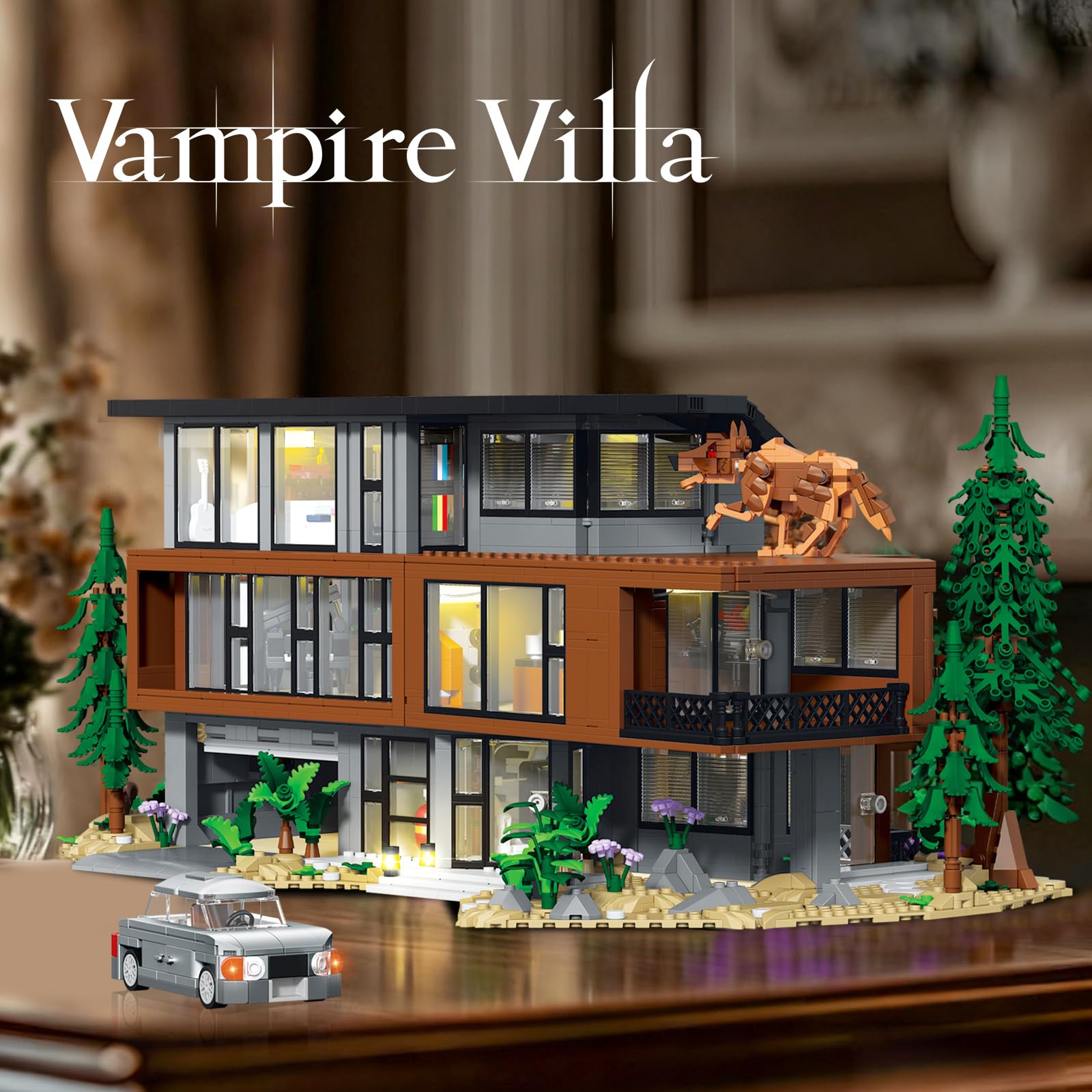 Set Mattoncini Vampire Villa, 2813+ Pezzi Modello Casa Moderna con Luci, Villa Ispirata al Cinema - Regalo di Natale per Adulti e Adolescenti Appassionati di Architettura