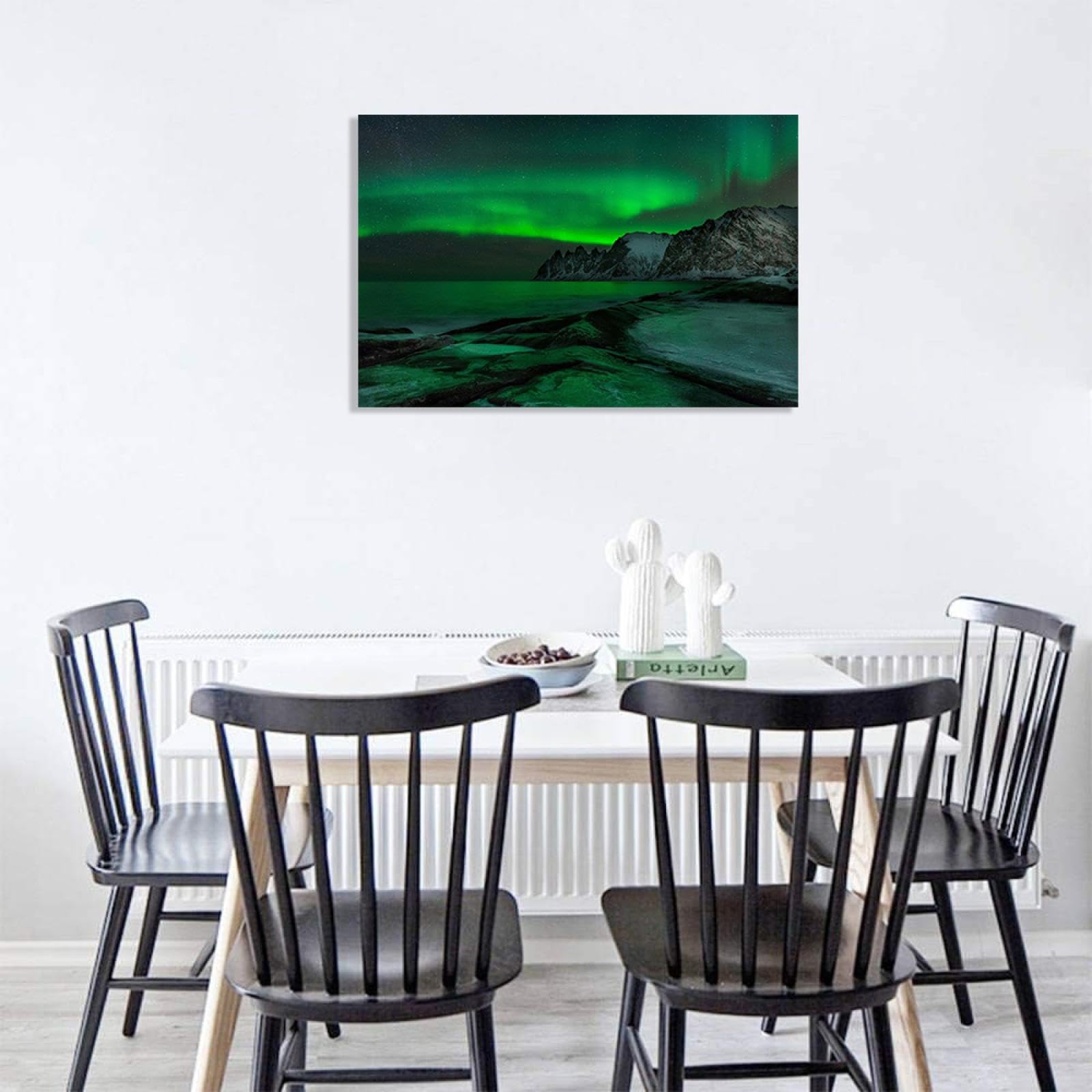 Gars Affiche De Jardin Cascade Aux Aurores Boréales Vertes - 180x120 Cm