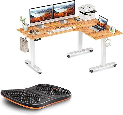 FEZIBO 63 Inch L Shaped Standing Desk & Anti Fatigue Mat