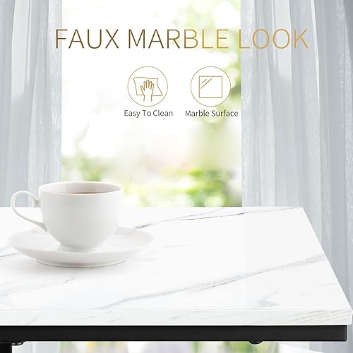 Miniatura 7 de Juego de 2 mesas auxiliares en forma de C, mesa auxiliar de mármol para sofá y cama, mesa de sofá que se desliza por debajo, mesa auxiliar de