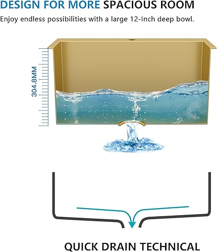 Miniatura 134 de Fregadero de lavandería de 25 x 22 pulgadas, montaje superior, acero inoxidable T304, calibre 16, 12 pulgadas de profundidad, fregadero individual